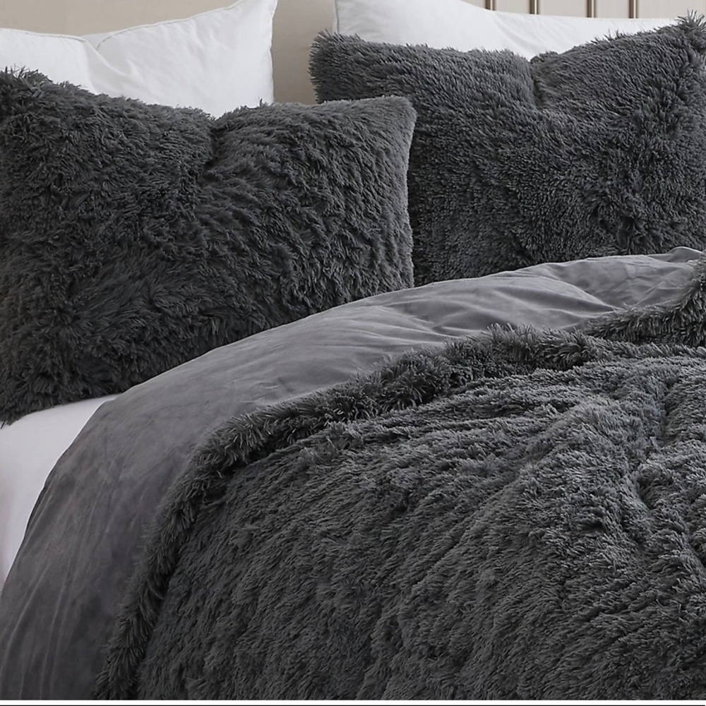 Sweet home collection comforter set with shams king dark grey